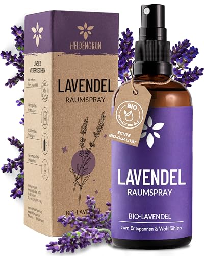 Heldengrün® Lavendelspray Gute Nacht [Bio-LAVENDELÖL] - Lavandula Angustifolia - Beruhigend &...