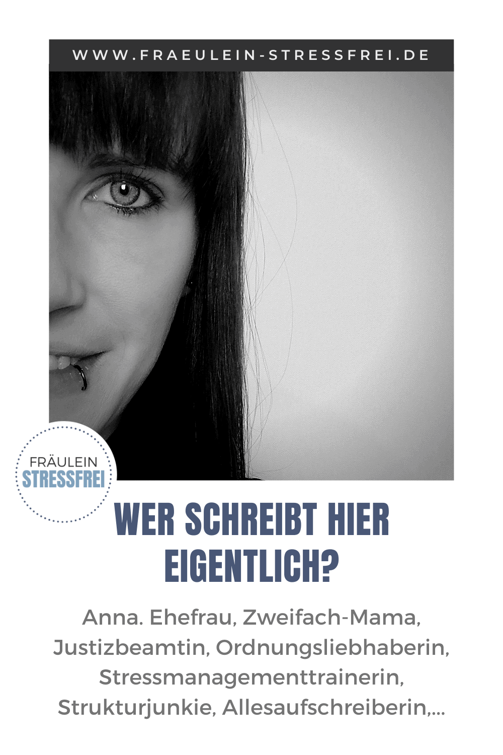 Bild für die Über-Seite: Wer schreibt hier eigentlich? Informationen zu Fräulein Stressfrei